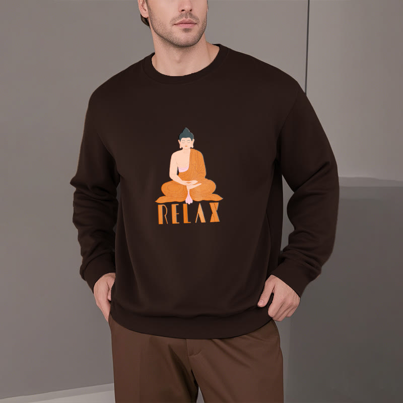 Sweat-shirt doux à col rond et doublure polaire Buddha Stones RELAX