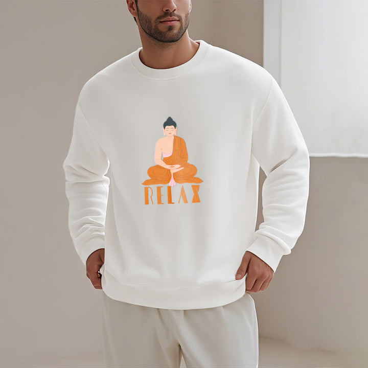Sweat-shirt doux à col rond et doublure polaire Buddha Stones RELAX
