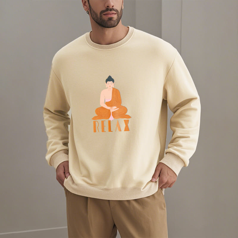 Sweat-shirt doux à col rond et doublure polaire Buddha Stones RELAX