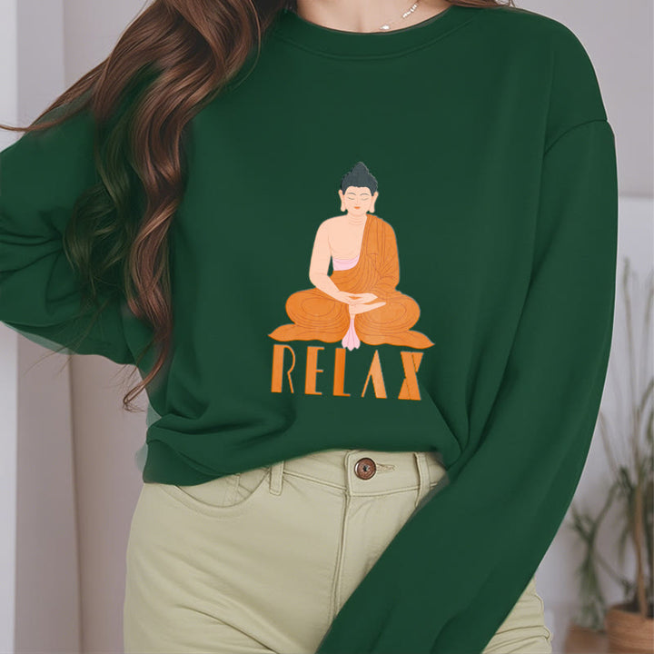 Sweat-shirt doux à col rond et doublure polaire Buddha Stones RELAX