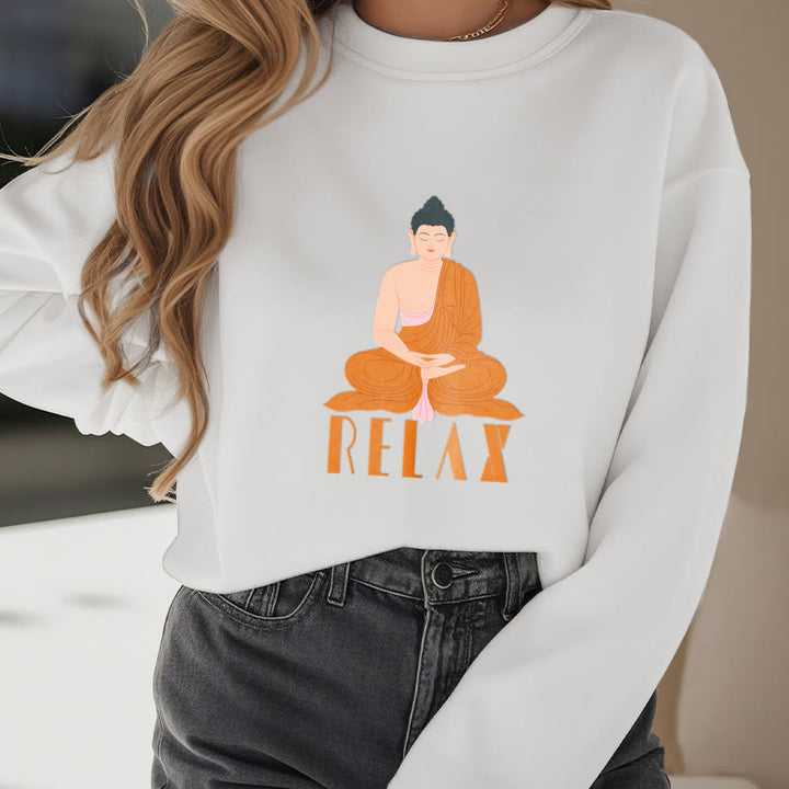 Sweat-shirt doux à col rond et doublure polaire Buddha Stones RELAX