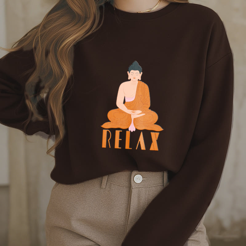 Sweat-shirt doux à col rond et doublure polaire Buddha Stones RELAX