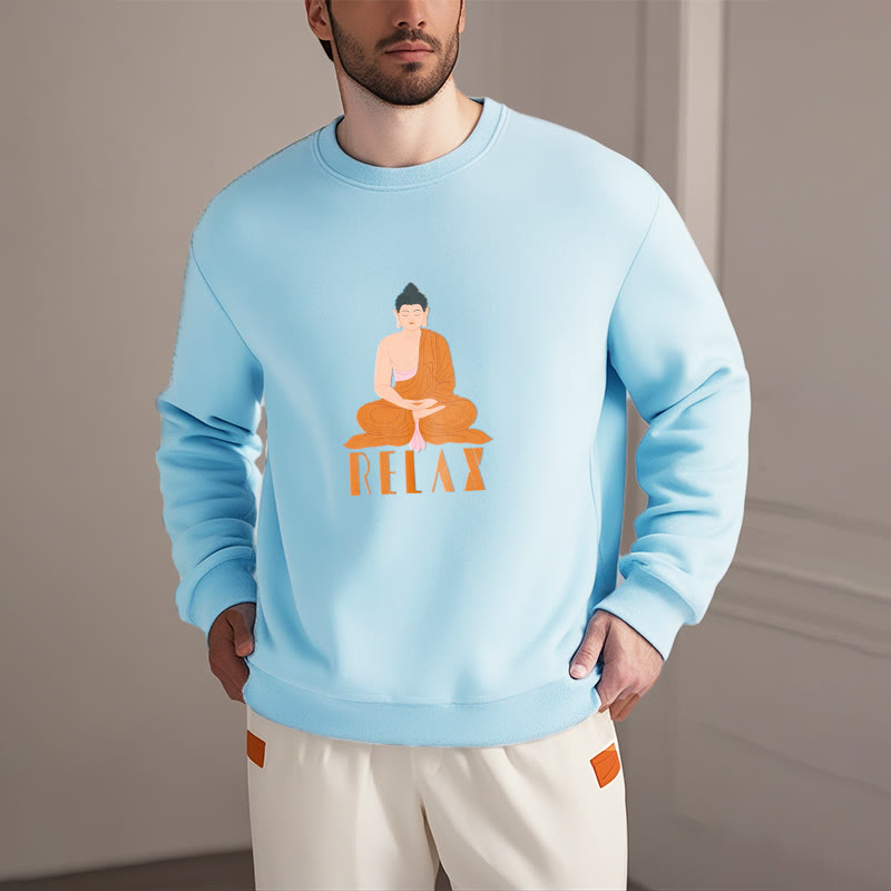 Sweat-shirt doux à col rond et doublure polaire Buddha Stones RELAX