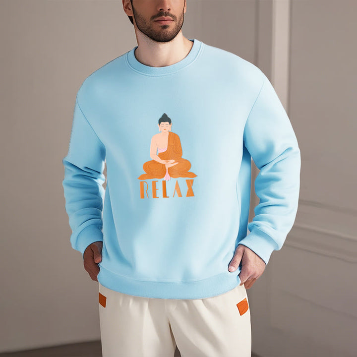 Sweat-shirt doux à col rond et doublure polaire Buddha Stones RELAX