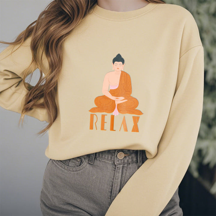 Sweat-shirt doux à col rond et doublure polaire Buddha Stones RELAX