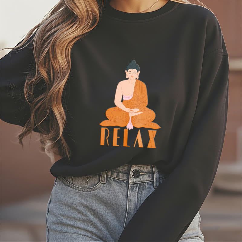 Sweat-shirt doux à col rond et doublure polaire Buddha Stones RELAX