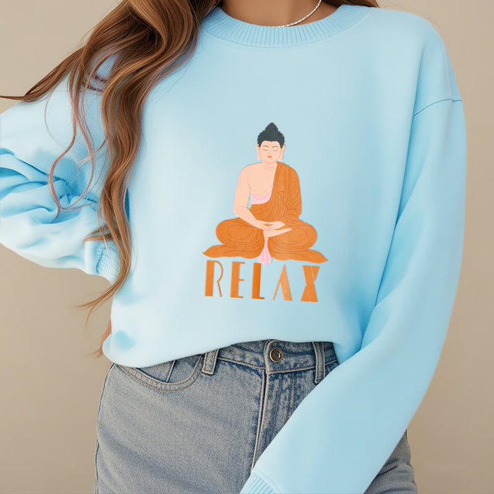 Sweat-shirt doux à col rond et doublure polaire Buddha Stones RELAX