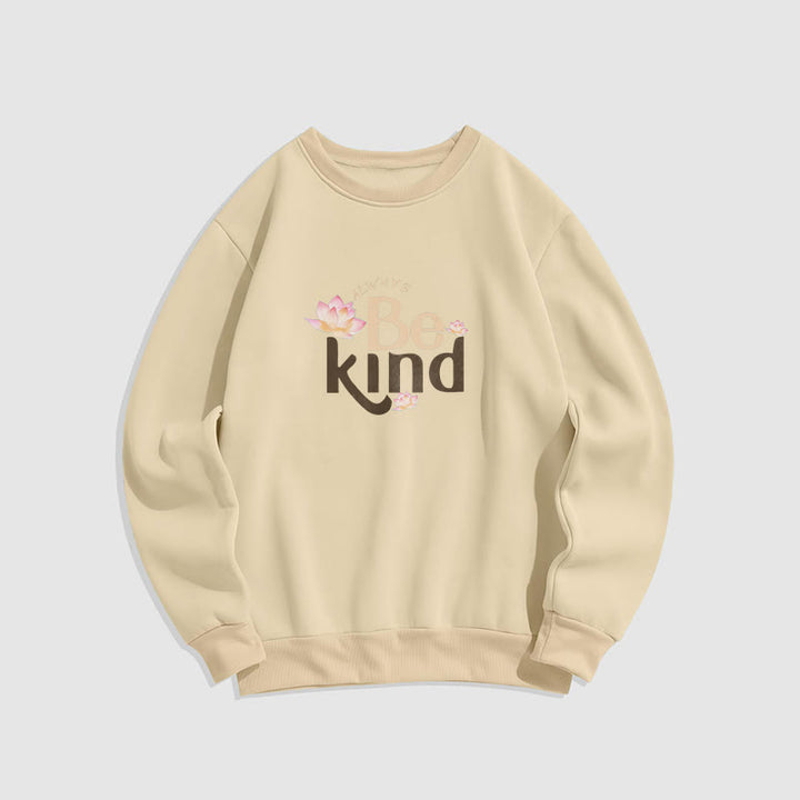 Sweat-shirt à col rond doublé en polaire Buddha Stones BE KIND