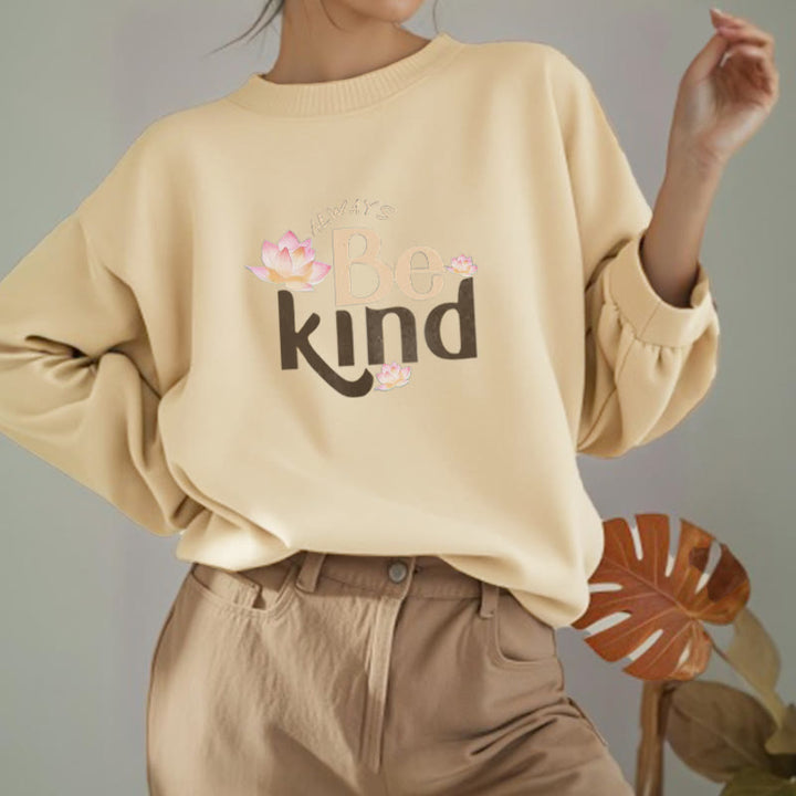 Sweat-shirt à col rond doublé en polaire Buddha Stones BE KIND