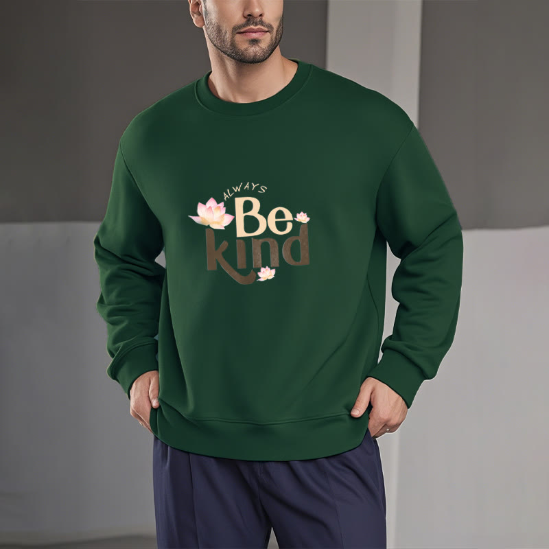 Sweat-shirt à col rond doublé en polaire Buddha Stones BE KIND