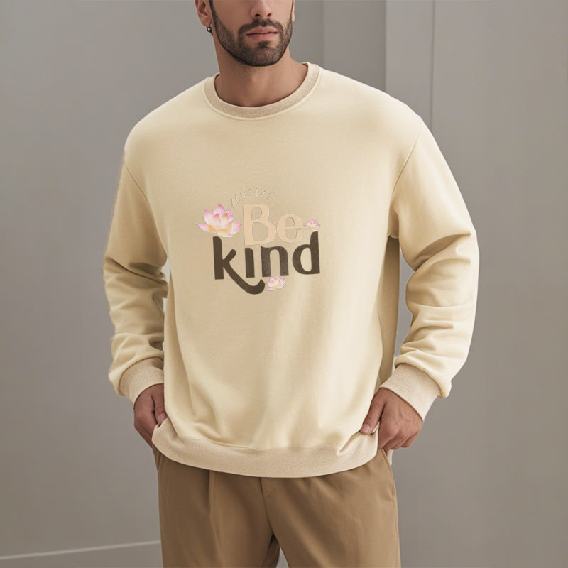 Sweat-shirt à col rond doublé en polaire Buddha Stones BE KIND
