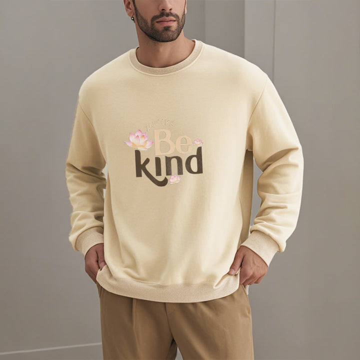Sweat-shirt à col rond doublé en polaire Buddha Stones BE KIND