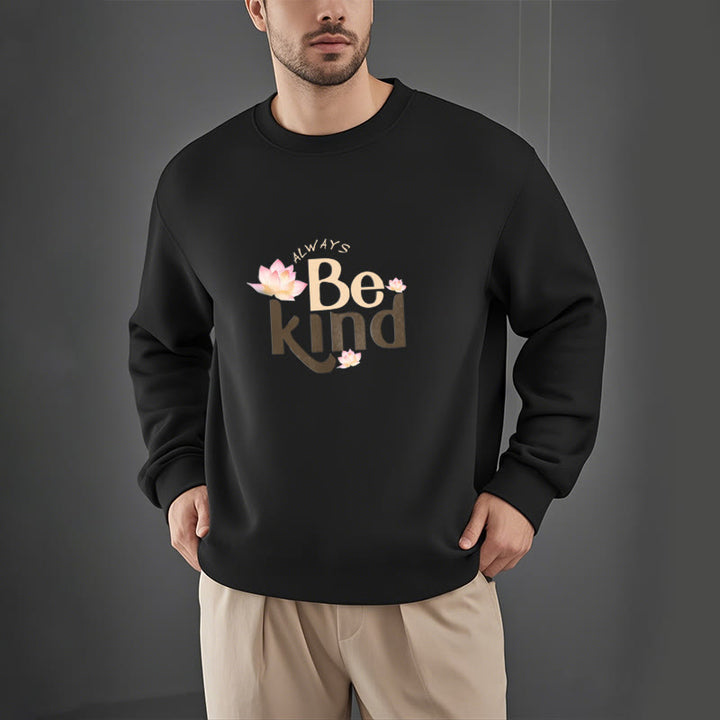 Sweat-shirt à col rond doublé en polaire Buddha Stones BE KIND