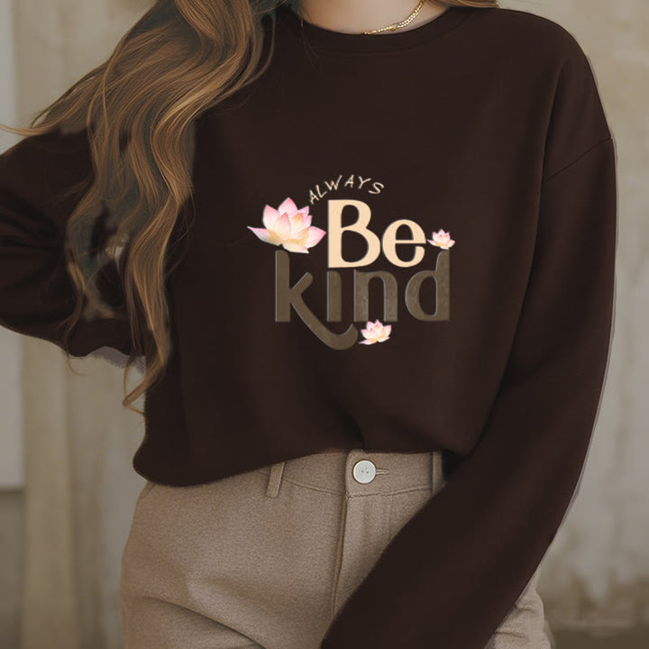 Sweat-shirt à col rond doublé en polaire Buddha Stones BE KIND