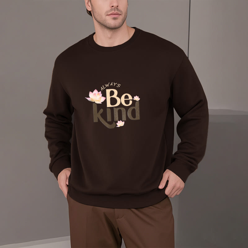 Sweat-shirt à col rond doublé en polaire Buddha Stones BE KIND