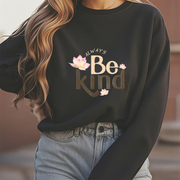 Sweat-shirt à col rond doublé en polaire Buddha Stones BE KIND