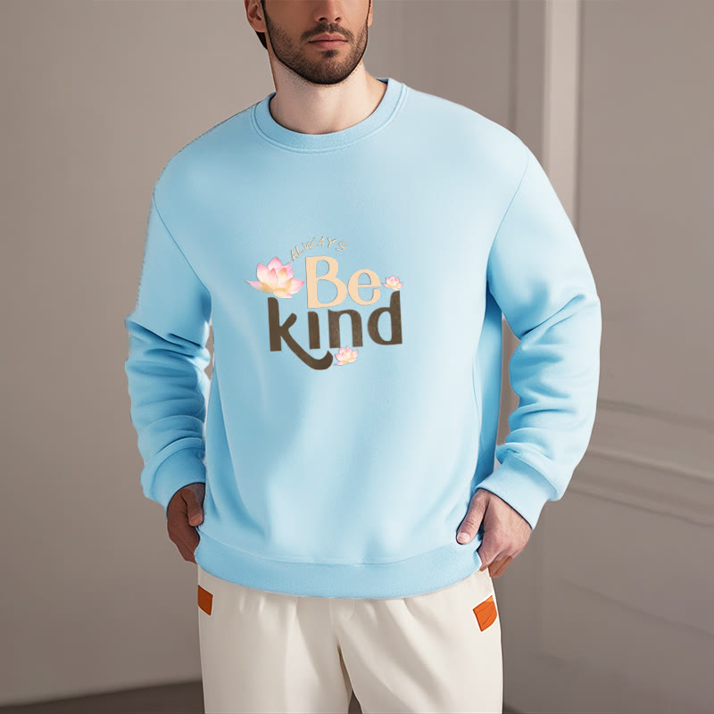 Sweat-shirt à col rond doublé en polaire Buddha Stones BE KIND