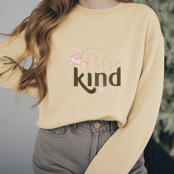 Sweat-shirt à col rond doublé en polaire Buddha Stones BE KIND