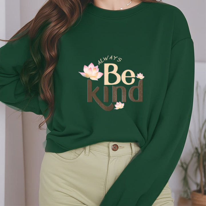 Sweat-shirt à col rond doublé en polaire Buddha Stones BE KIND