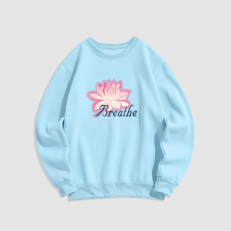 Sweat-shirt à col rond doublé en polaire Buddha Stones BREATHE Lotus