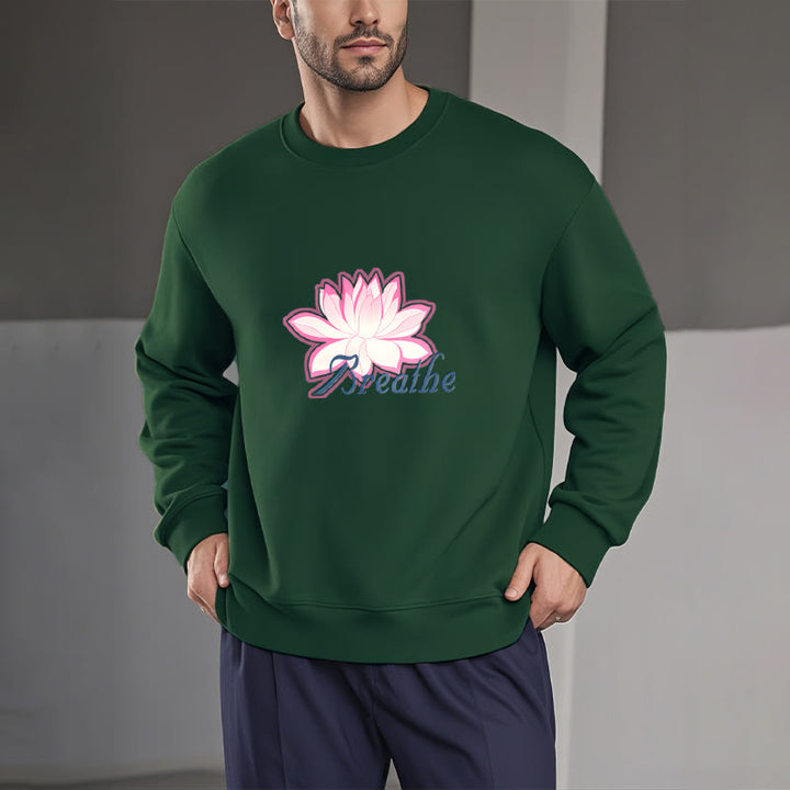 Sweat-shirt à col rond doublé en polaire Buddha Stones BREATHE Lotus
