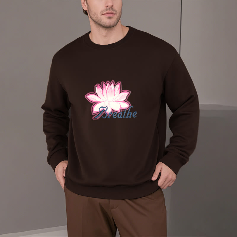 Sweat-shirt à col rond doublé en polaire Buddha Stones BREATHE Lotus