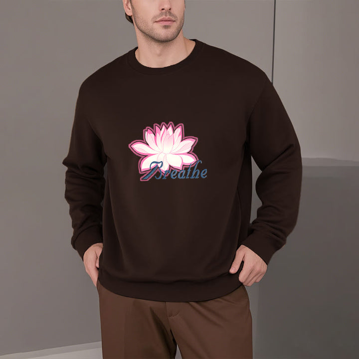 Sweat-shirt à col rond doublé en polaire Buddha Stones BREATHE Lotus