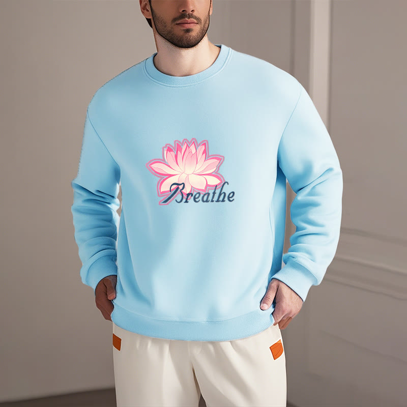 Sweat-shirt à col rond doublé en polaire Buddha Stones BREATHE Lotus