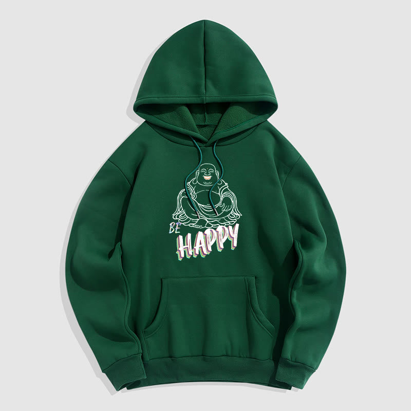 Sweat à capuche en polyester doublé polaire Buddha Stones rieur BE HAPPY