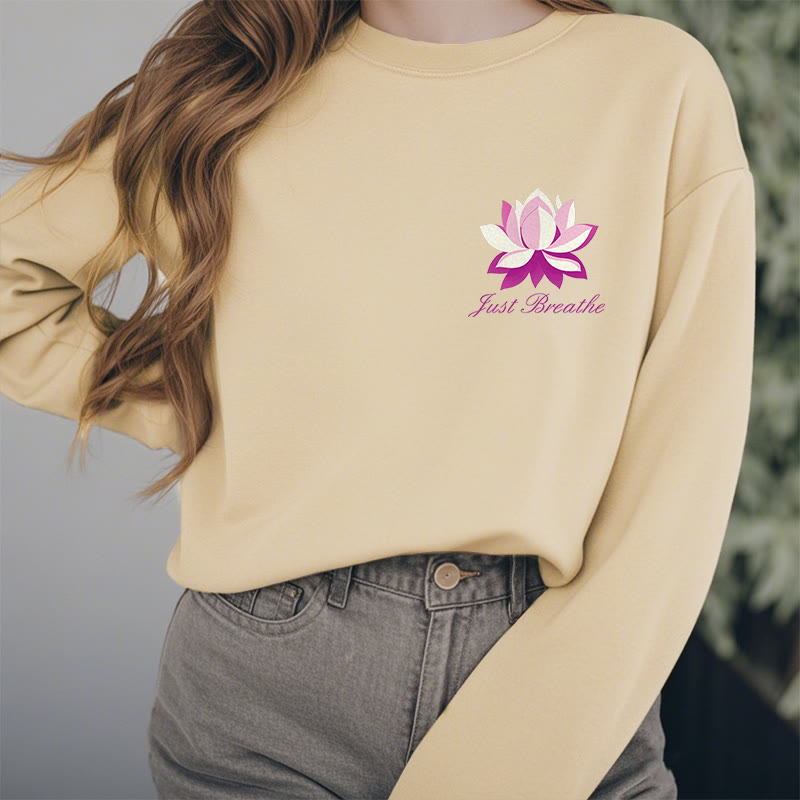 Sweat-shirt en polyester doublé polaire Buddha Stones Lotus Just Breathe