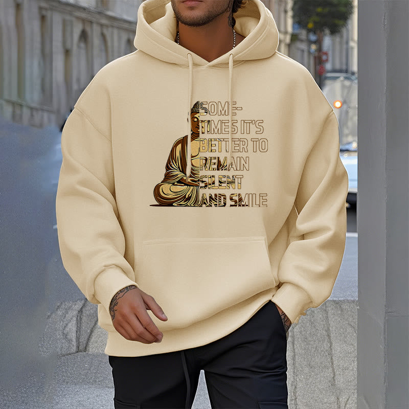 Buddha Stones Parfois, il vaut mieux rester silencieux et sourire Sweat à capuche en polyester doublé polaire