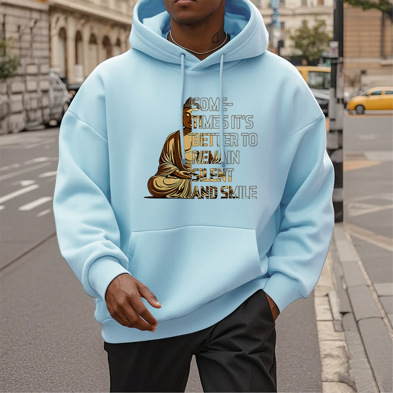 Buddha Stones Parfois, il vaut mieux rester silencieux et sourire Sweat à capuche en polyester doublé polaire