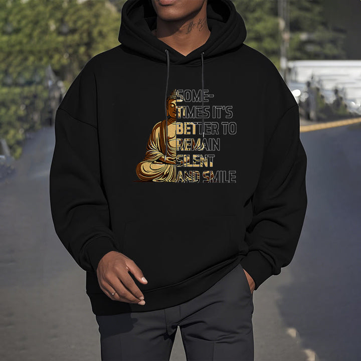 Buddha Stones Parfois, il vaut mieux rester silencieux et sourire Sweat à capuche en polyester doublé polaire
