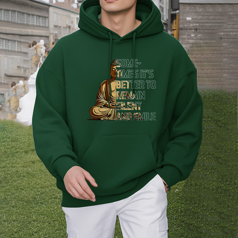 Buddha Stones Parfois, il vaut mieux rester silencieux et sourire Sweat à capuche en polyester doublé polaire