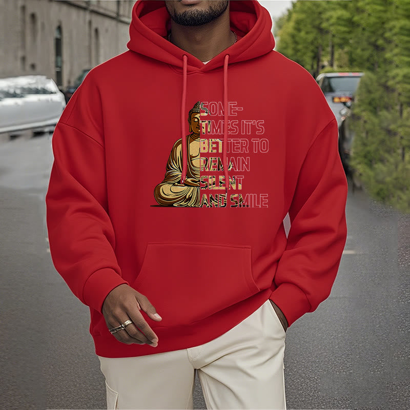 Buddha Stones Parfois, il vaut mieux rester silencieux et sourire Sweat à capuche en polyester doublé polaire