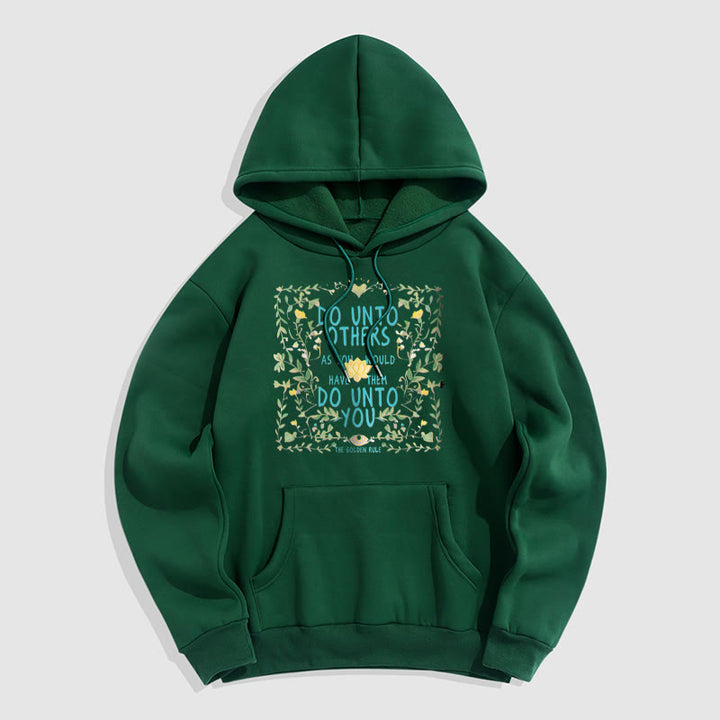 Sweat à capuche en polyester doublé polaire Buddha Stones The Golden Rule Lotus