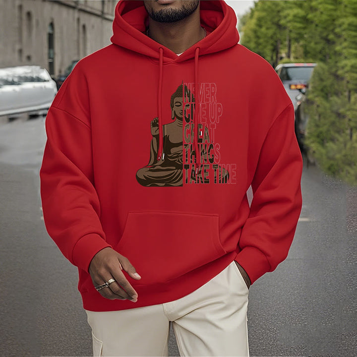 Buddha Stones NE JAMAIS ABANDONNER LES GRANDES CHOSES PRENEZ DU TEMPS Sweat à capuche doublé en polaire polyester