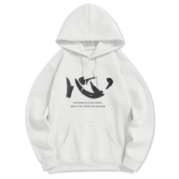 Sweat à capuche en polyester doublé polaire Buddha Stones Xin The Mind Is Everything