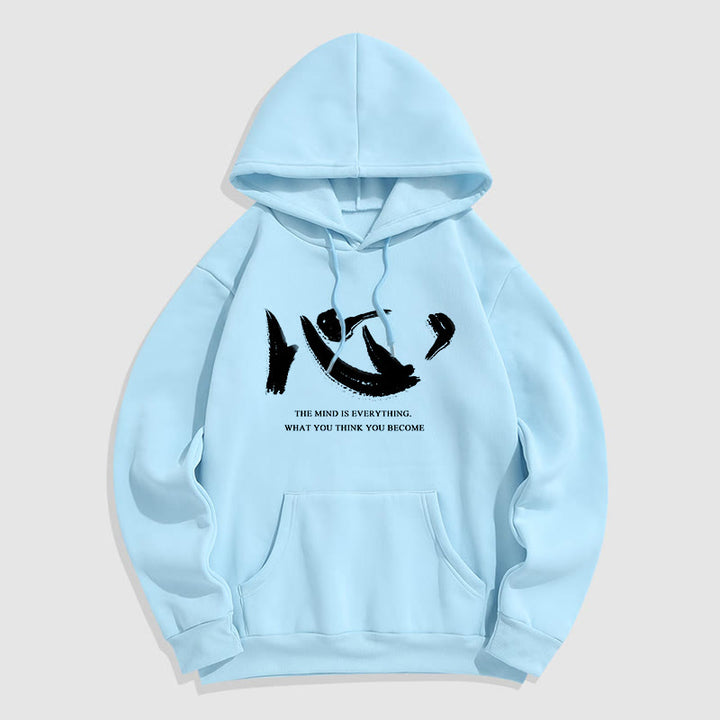 Sweat à capuche en polyester doublé polaire Buddha Stones Xin The Mind Is Everything