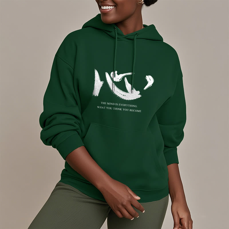 Sweat à capuche en polyester doublé polaire Buddha Stones Xin The Mind Is Everything