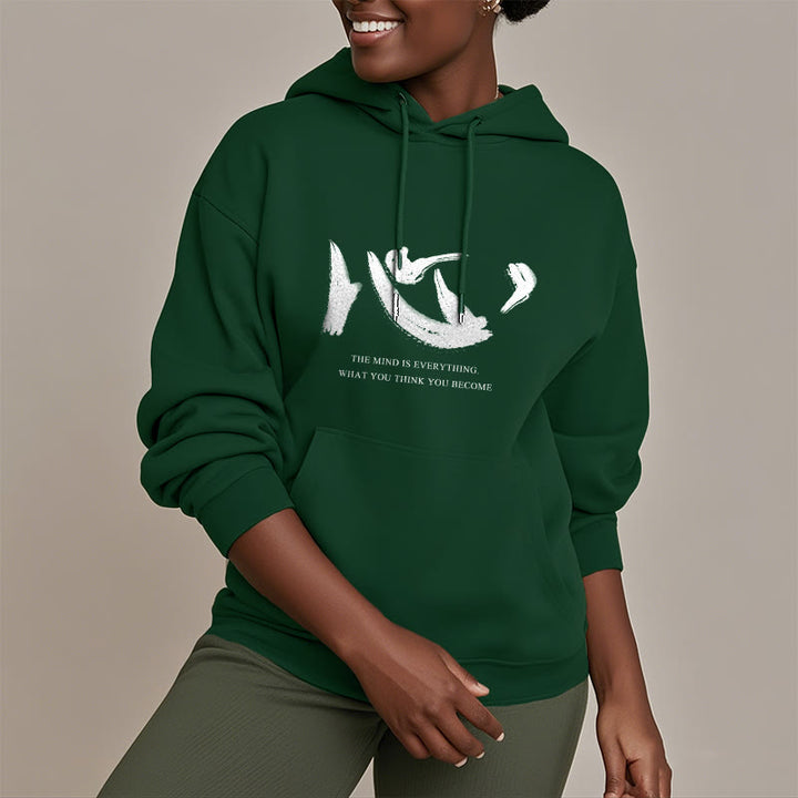 Sweat à capuche en polyester doublé polaire Buddha Stones Xin The Mind Is Everything