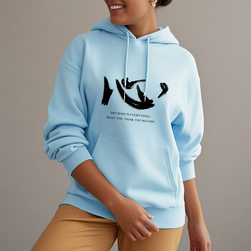 Sweat à capuche en polyester doublé polaire Buddha Stones Xin The Mind Is Everything