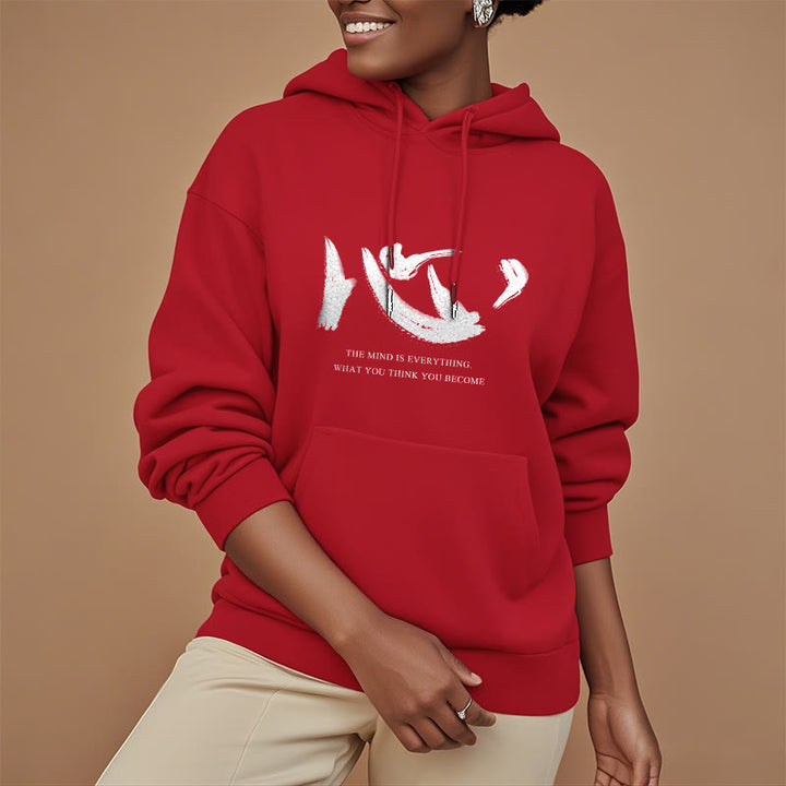 Sweat à capuche en polyester doublé polaire Buddha Stones Xin The Mind Is Everything