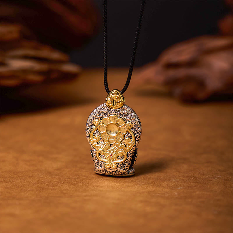 Collier pendentif tibétain en Buddha Stones avec perles dzi Avalokitesvara et pureté en cuivre