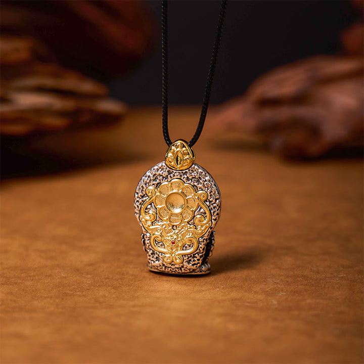 Collier pendentif tibétain en Buddha Stones avec perles dzi Avalokitesvara et pureté en cuivre