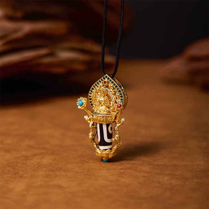 Collier pendentif en Buddha Stones et motif Bodhisattva Manjusri