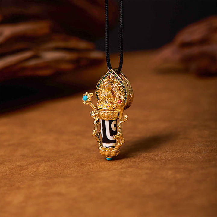 Collier pendentif en Buddha Stones et motif Bodhisattva Manjusri