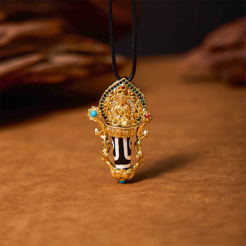 Collier pendentif en Buddha Stones et motif Bodhisattva Manjusri