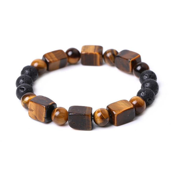 Bracelet de soutien en pierre de lave et Buddha Stones en forme de cube avec cristaux divers