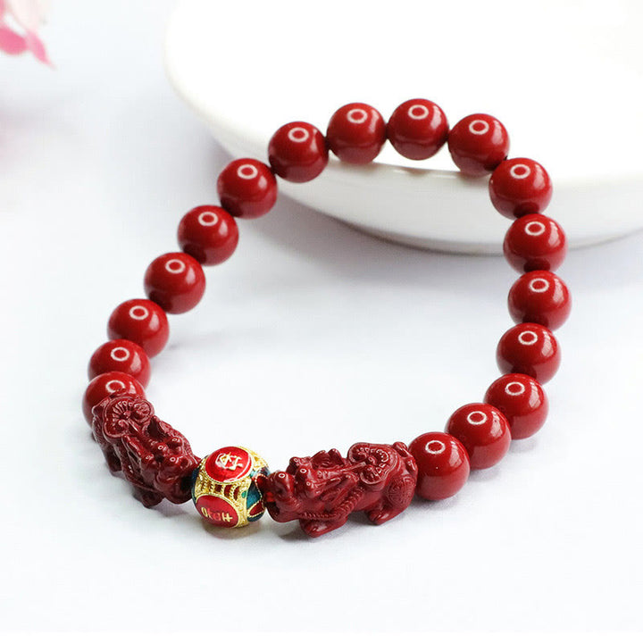 Bracelet Double PIXIU en Buddha Stones et Cinabre pour Éloigner les Mauvais Esprits - image 3